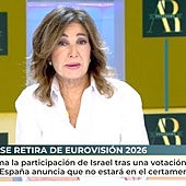 Ana Rosa opina sin filtros, y con 'pulla' incluida al presidente de RTVE, de la retirada de España de Eurovisión