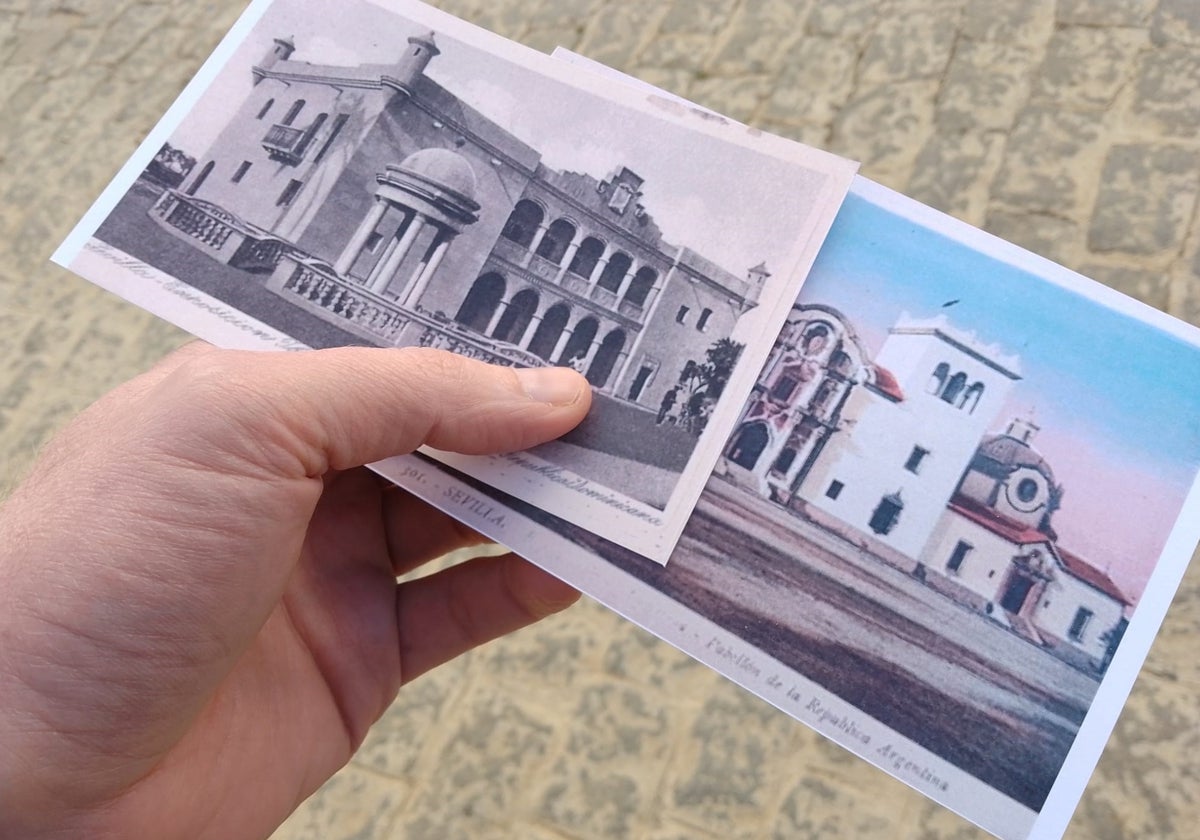 Postales con imágenes de los pabellones americanos del 29