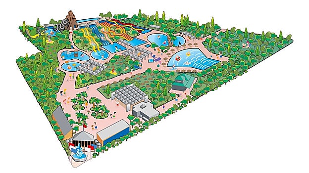Plano del parque acuático Guadalpark Sevilla