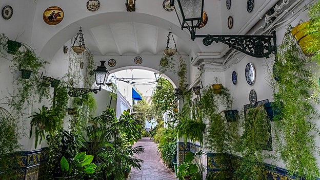 Imagen de la entrada al Patio de Las Flores por la calle Castilla