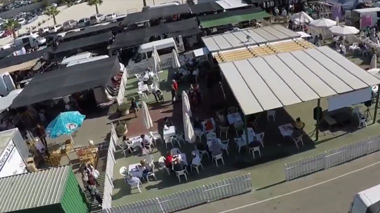 Perspectiva aérea del Mercadillo de Santa Bárbara, en Casariche