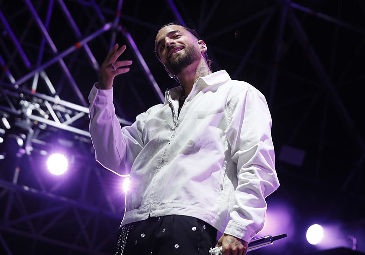 Un momento del concierto de Maluma dentro del Icónica Fest en la Plaza de España de Sevilla