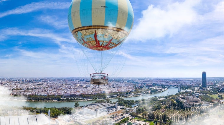 Imagen de la Nao Vigía de Isla Mágica y las panorámicas que muestra de la ciudad de Sevilla