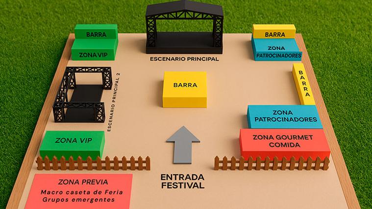 El mapa de cómo será la organización del festival