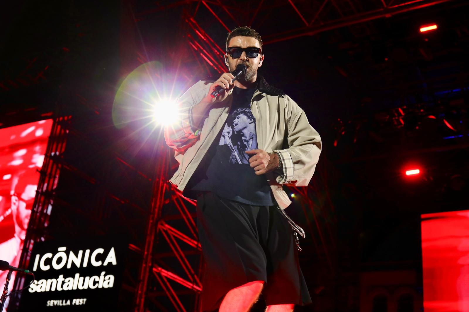 Un momento del concierto inaugural del Icónica Santalucía Sevilla Fest 2025, con Justin Timberlake 