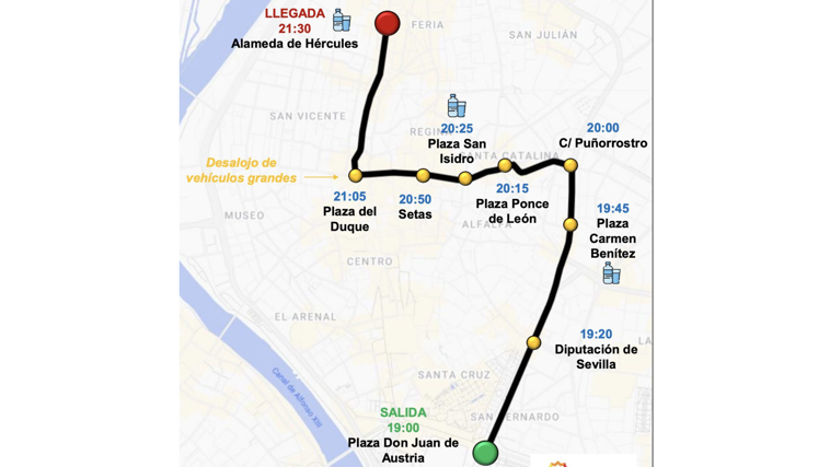 Recorrido manifestación del Orgullo Sevilla 2025