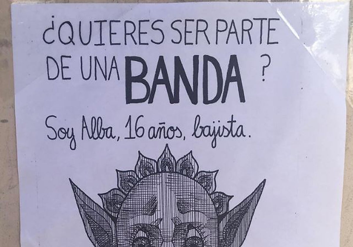 El anuncio de la joven Alba, en busca de músicos