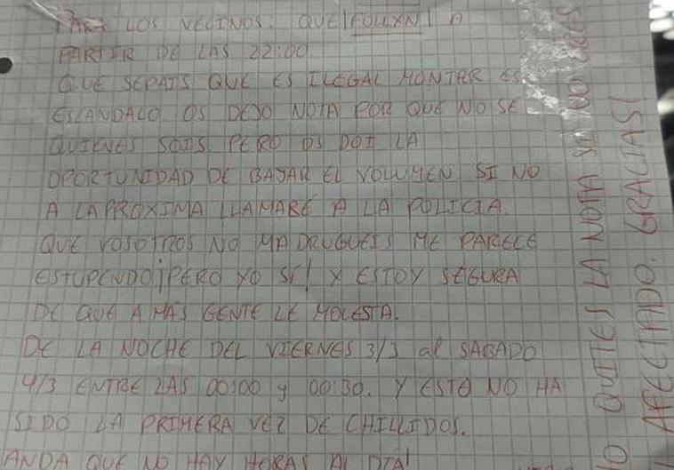 La queja de una vecina de Logroño por unos vecinos que «fo**** a partir de las 22.00 horas»