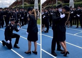 Un policía le pide matrimonio a su novia en la jura de bandera y se vuelve viral