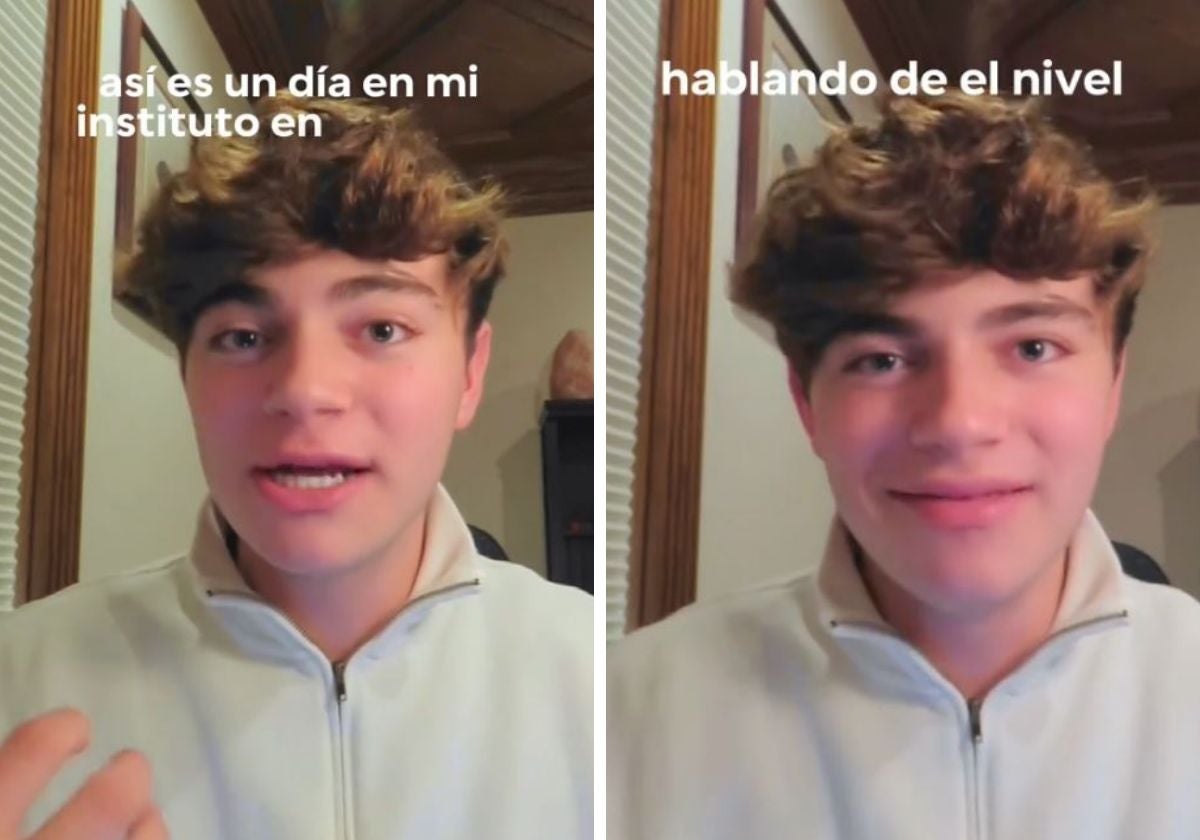 Yago, durante su vídeo sobre su día a día en un instituto norteamericano