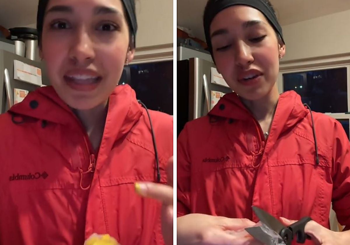 Valeria, explicando su opinión mientras está cocinando