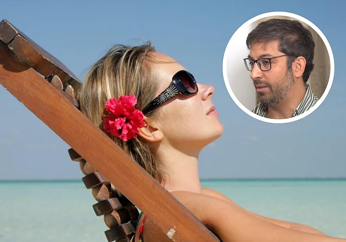 Una mujer tomando el sol