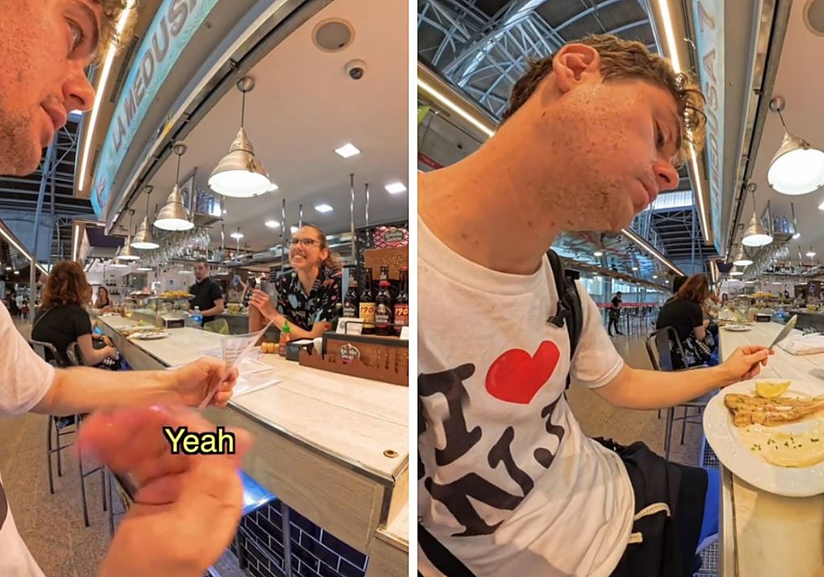 El 'tiktoker', durante su vídeo en uno de los mercados más populares de Barcelona