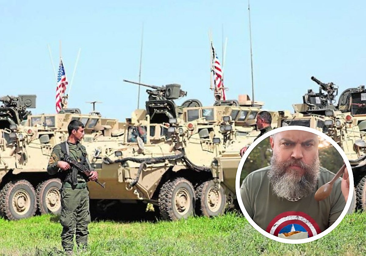 Un español prueba la comida que se les da a los soldados americanos cuando están en combate