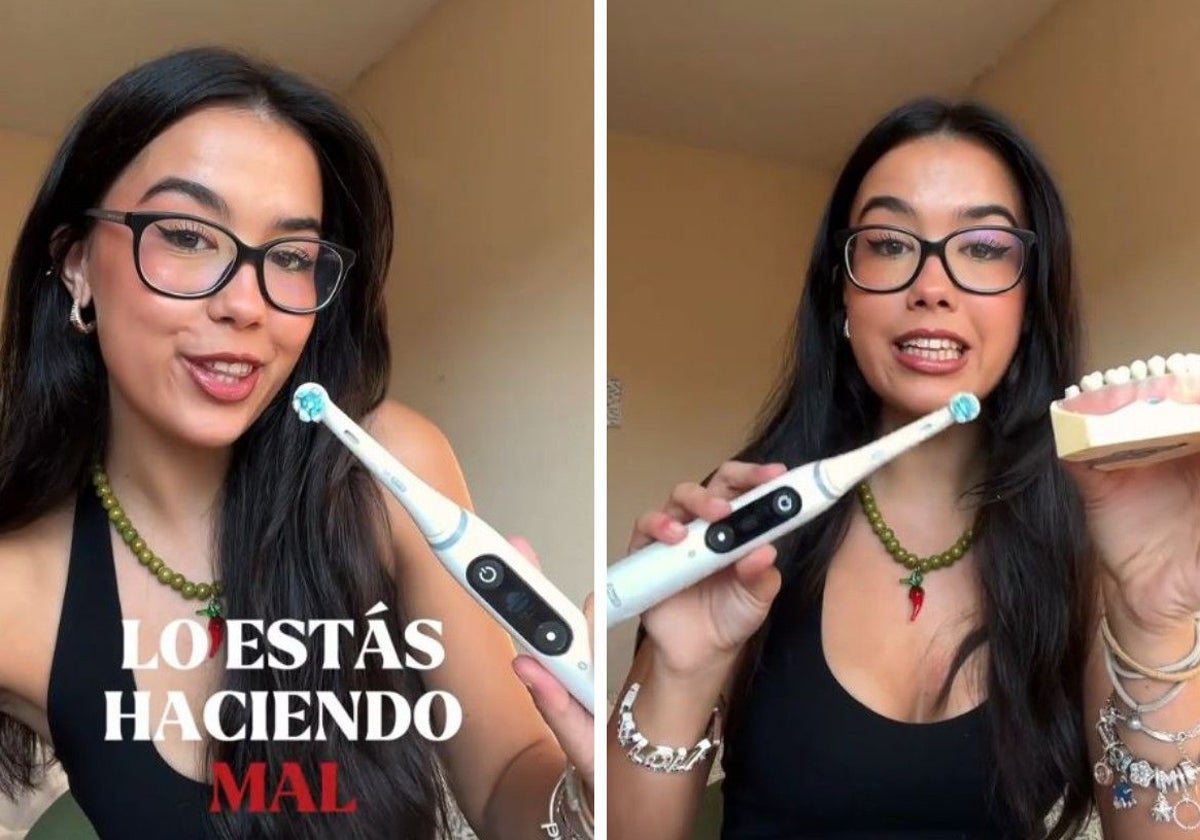 Carla, dando explicaciones a los usuarios de cepillos eléctricos