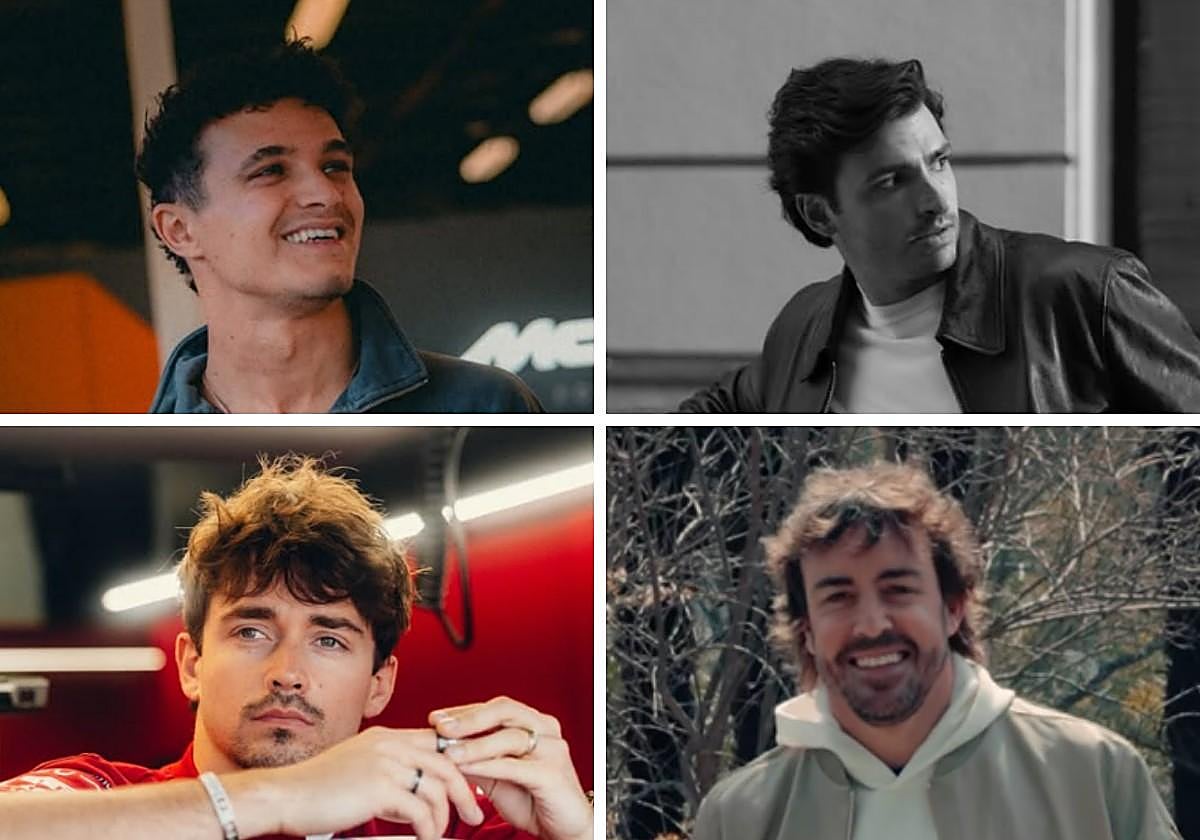 Lando Norris, Carlos Sainz, Charles Leclerc y Fernando Alonso