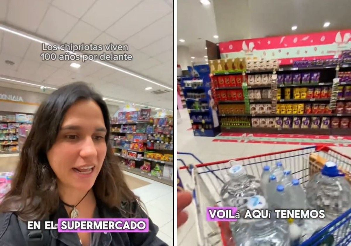 Sara, durante su vídeo en el supermercado chipriota