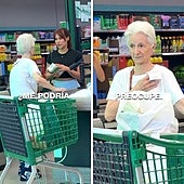 Pregunta a una anciana en la caja de Mercadona si puede pagarle un cartón de leche al no tener dinero y ella reacciona así