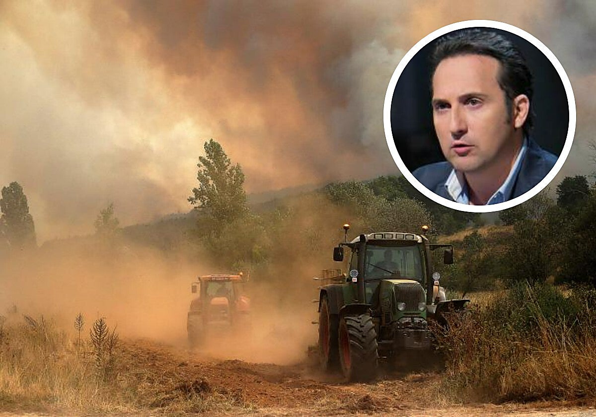 Tractores, ayudando en las tareas de extinción