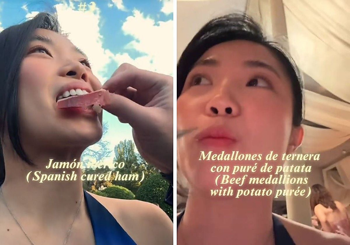 Una asiática viaja a España para ir a una boda en España y alucina con el banquete: «Comí mucho»