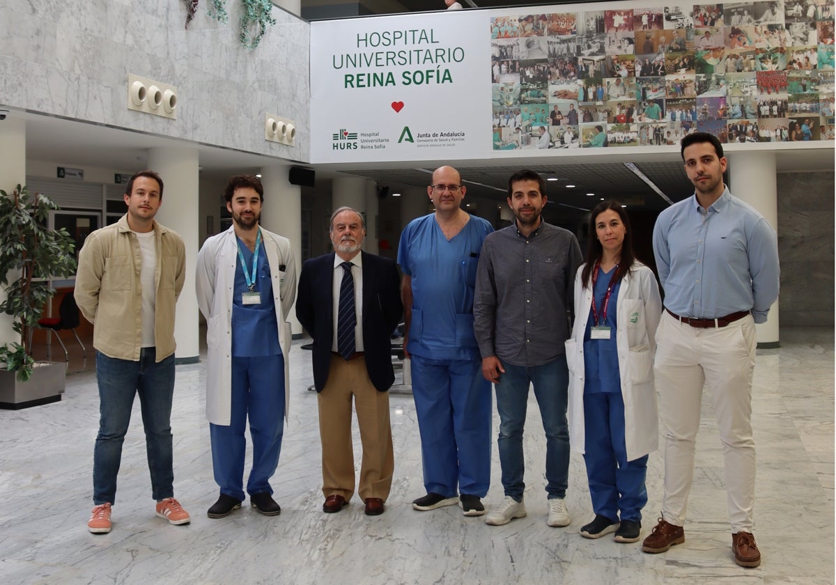El equipo responsable de la investigación, de izquierda a derecha: David Guijo, Rafael Calleja, César Hervás, Javier Briceño, Pedro Antonio Gutierrez, María Dolores Ayllón y Marcos Rivera