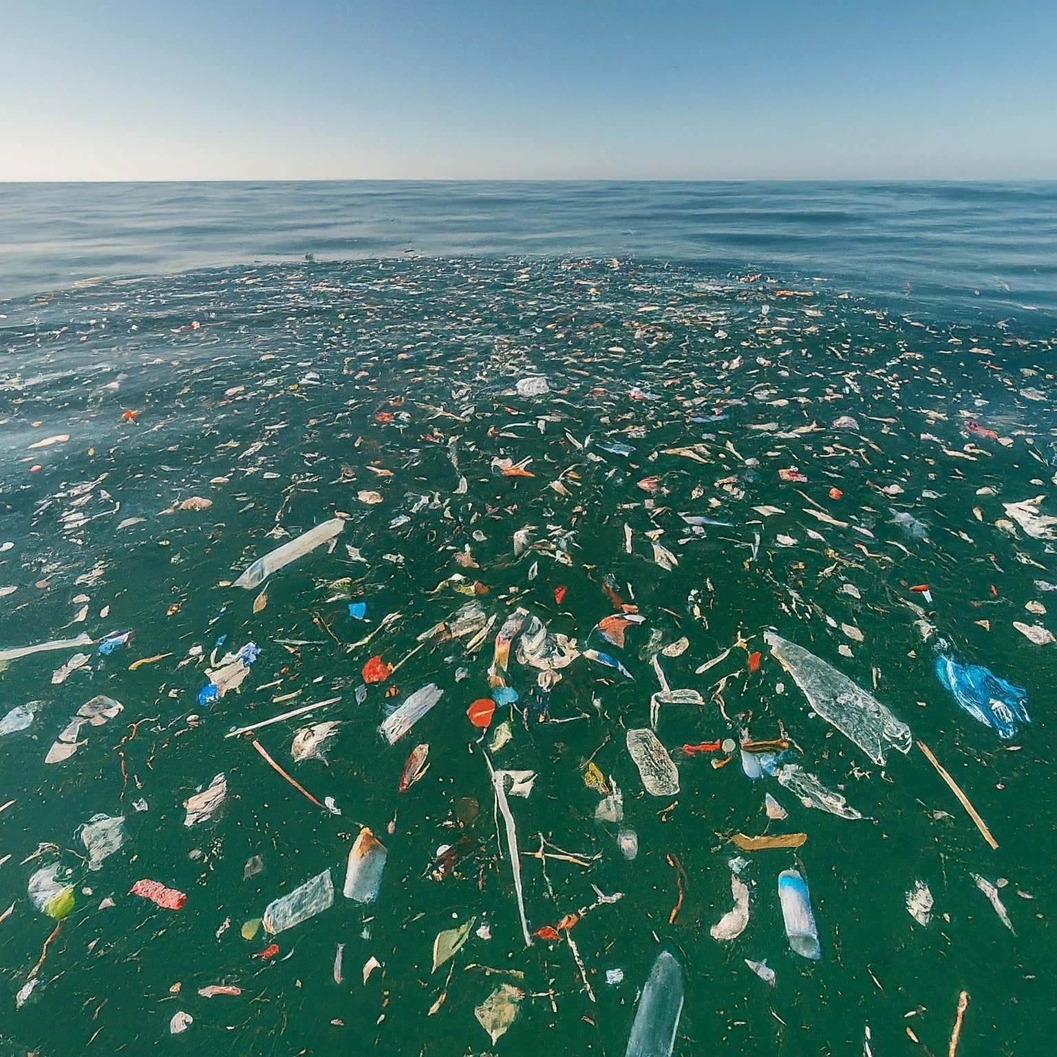 Mar de plásticos flotando en el mar