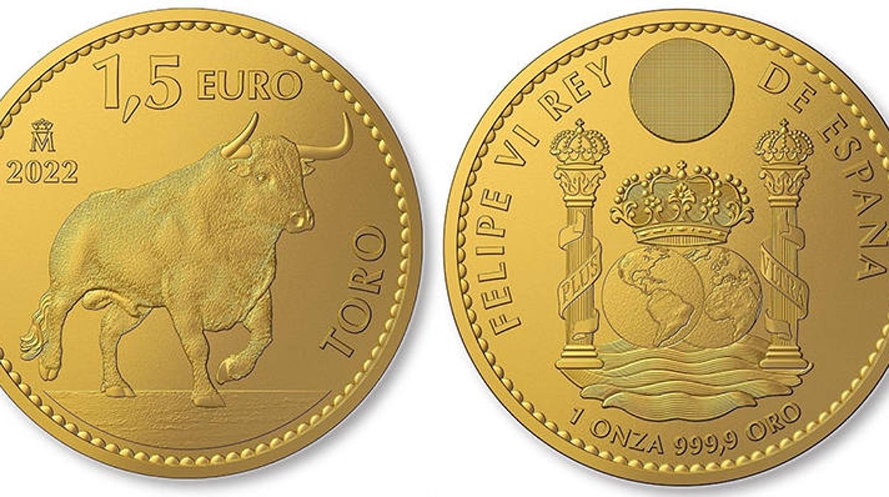 La nueva moneda de oro con el dibujo de un toro que emitirá la FNMT