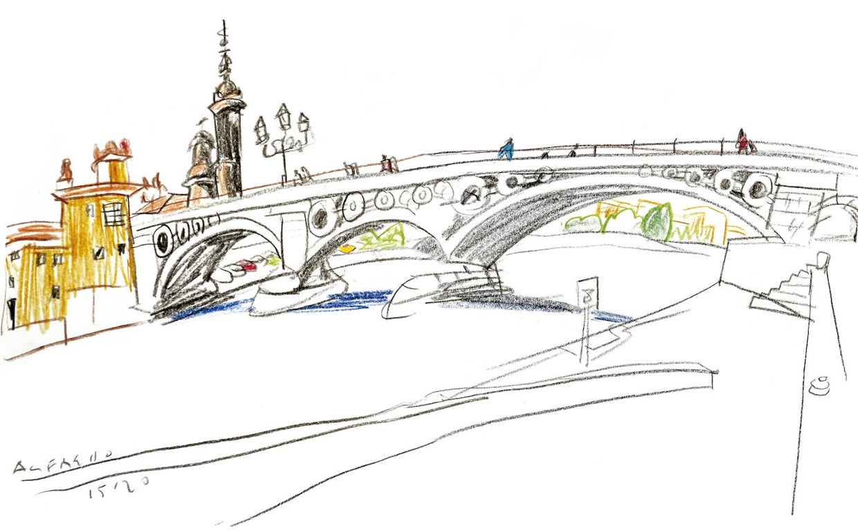 Panorámica sobre el Puente de Triana de Alfredo González