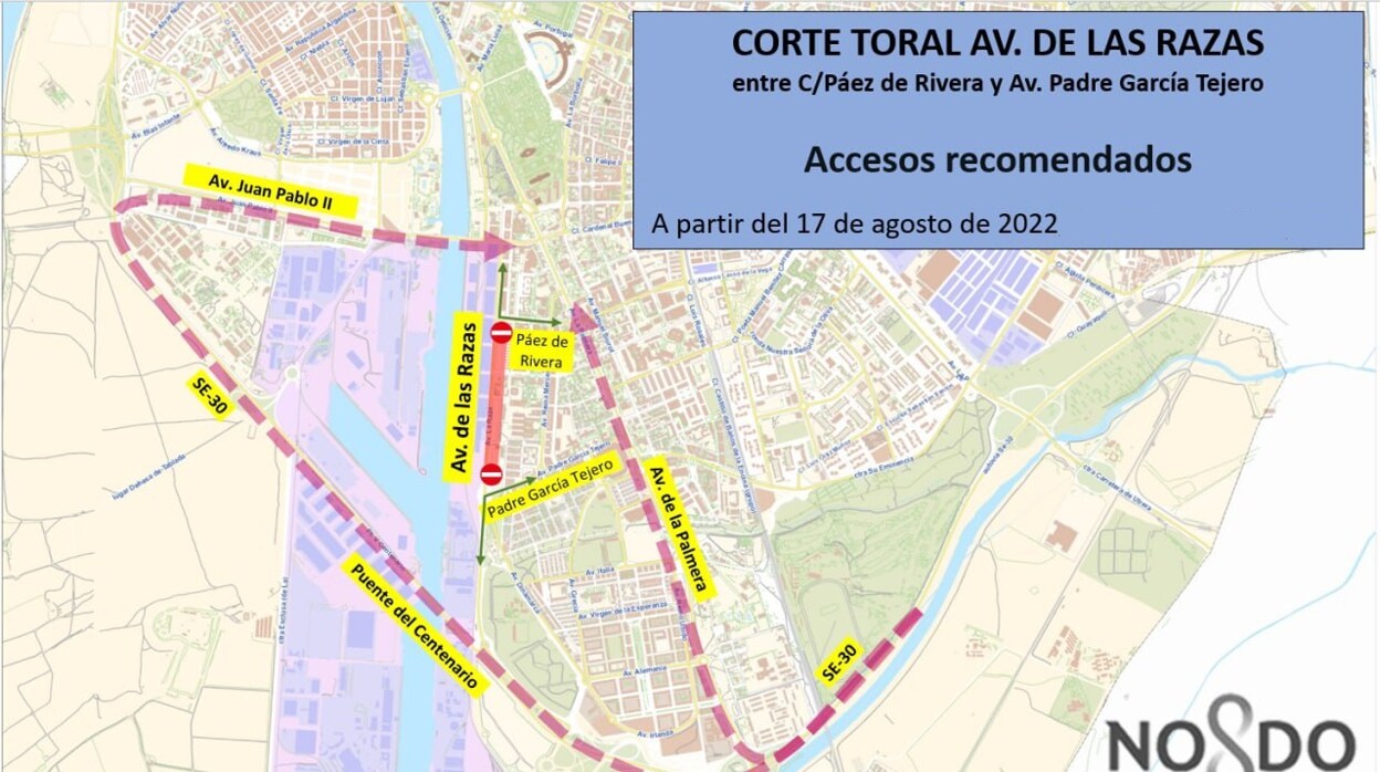 Así es el plan de tráfico especial por el corte de la avenida de las Razas a partir del miércoles