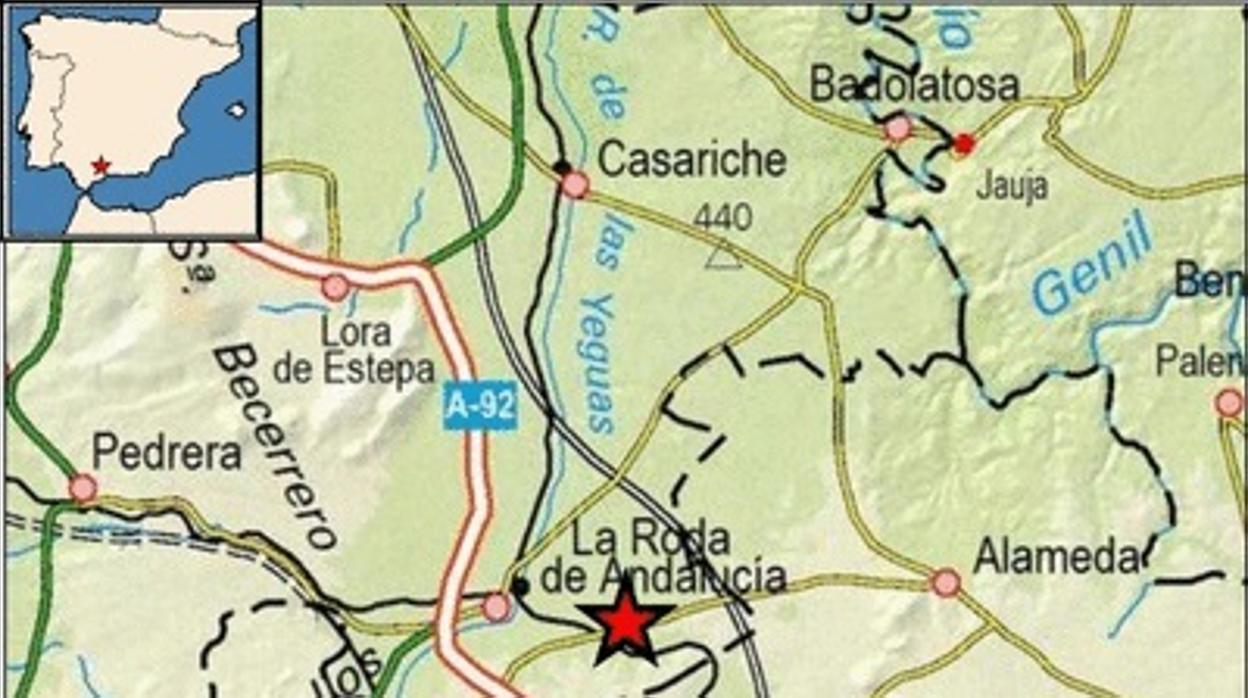 Registrado un terremoto de magnitud 3,3 con epicentro en el pueblo sevillano de La Roda de Andalucía