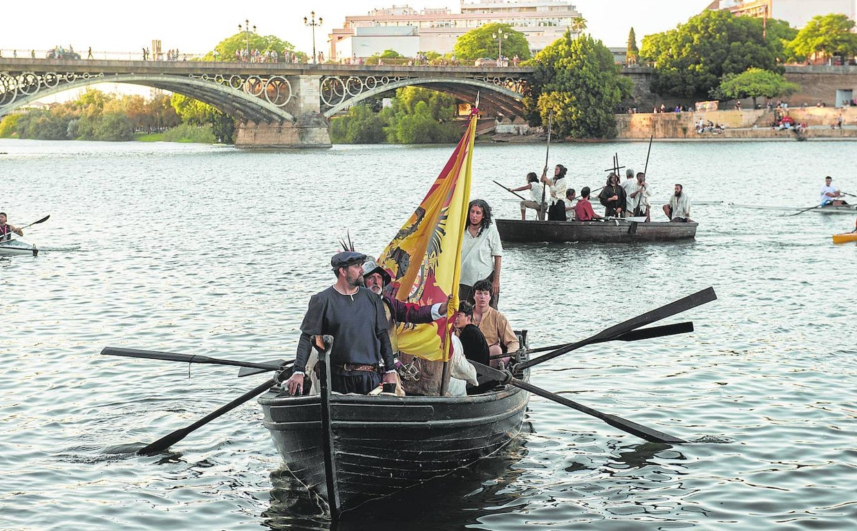 Recreación del desembarco de Elcano en Sevilla
