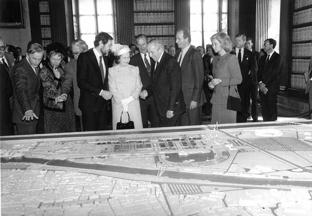Visita de la Reina Isabel II y el Duque de Edimburgo a Sevilla en 1988