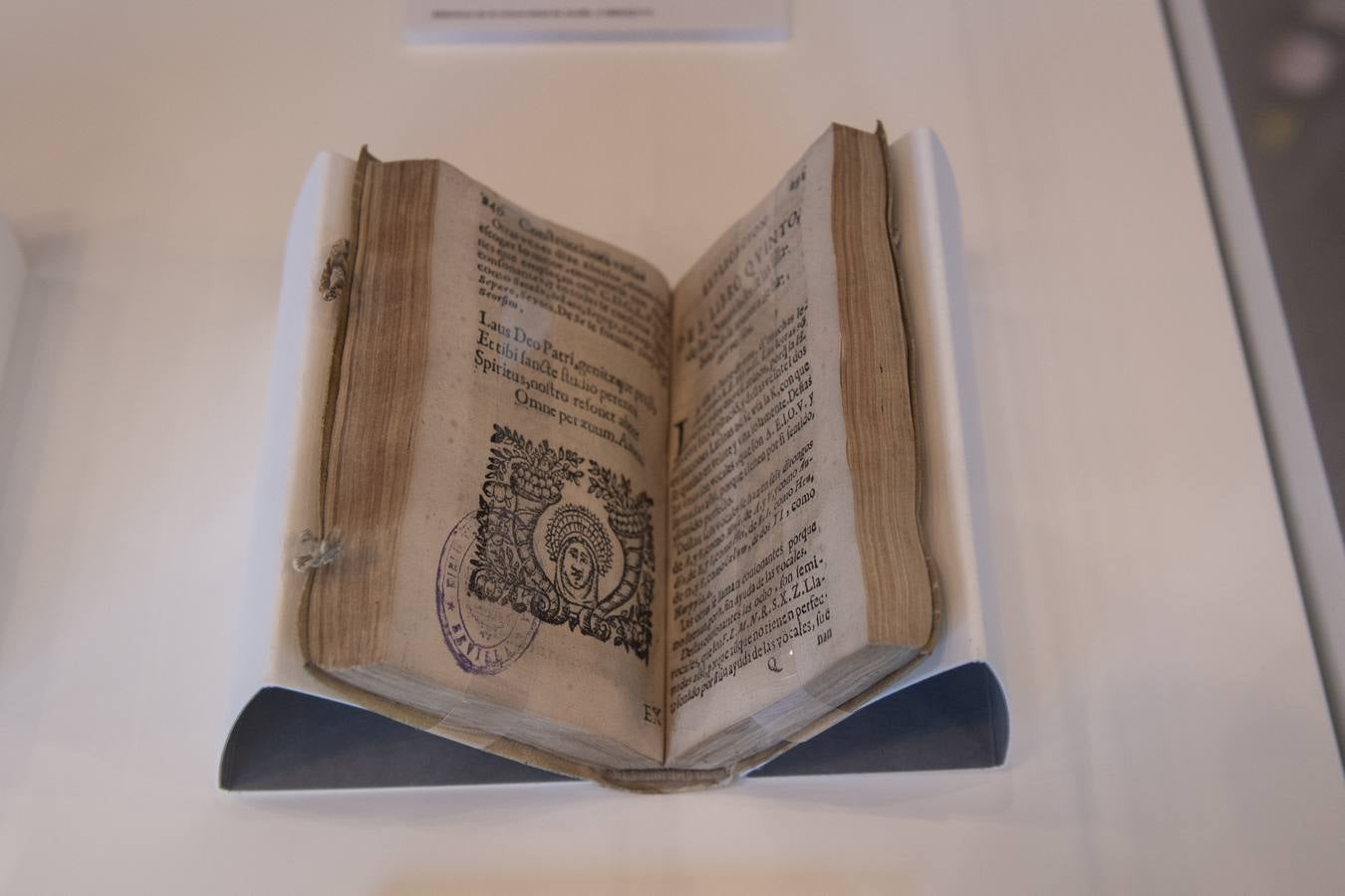 Visitantes y expositores de la muestra 'Nebrija en la Biblioteca de la Universidad de Sevilla'