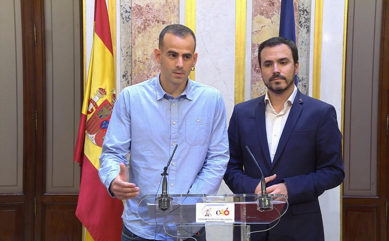 Miguel Ángel Bustamante y Alberto Garzón, en rueda de prensa, en una imagen de archivo