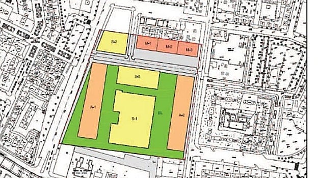 Abu construirá casi 300 viviendas en las parcelas en naranja marcadas dentro de las naves militares de Santa Bárbara, en el barrio de Nervión en Sevilla