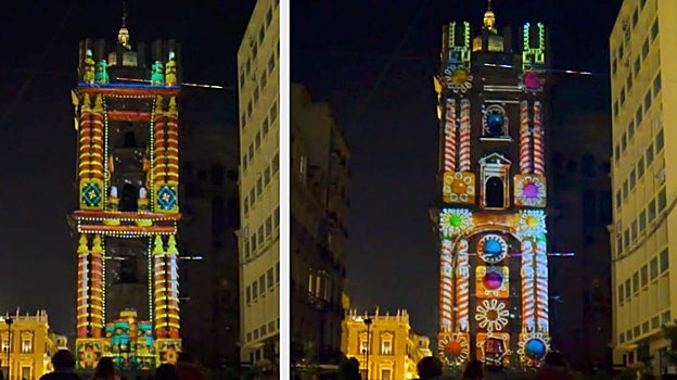 Ejemplos de torres iluminadas con videomappings