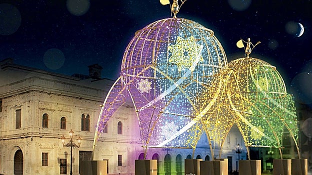 Recreación del templo de luz de la plaza de San Francisco