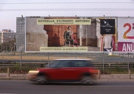 Regalan dos vallas más en Sevilla a la coriana vestida de torera para reclamar una operación de espalda