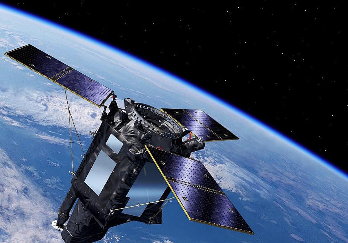 Un satélite orbitando sobre la Tierra