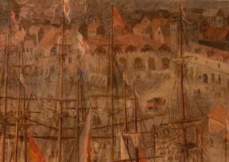 Imagen secundaria 1 - Los galeones, la visión de las Atarazanas y el Arenal de Sevilla o del río Guadalquivir forman parte del cuadro