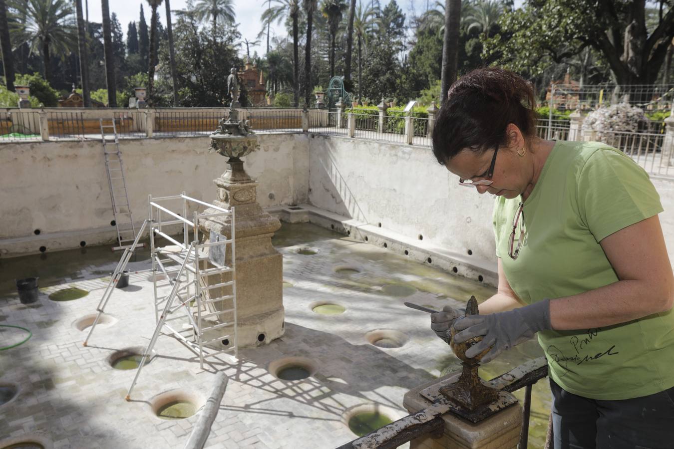 Imágenes de la fuente del Alcázar y los numerosos detalles que han salido a la luz