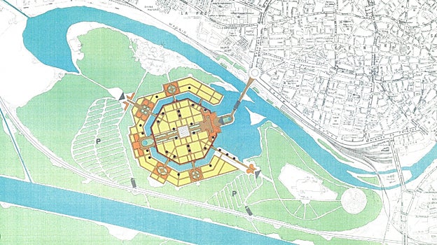 El plano del dossier de candidatura con las concesiones y transportes internos en la isla