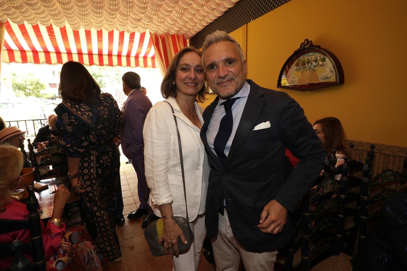 Saida Segura y Juanjo Domínguez, en la recepción de la caseta de Miguel Gallego