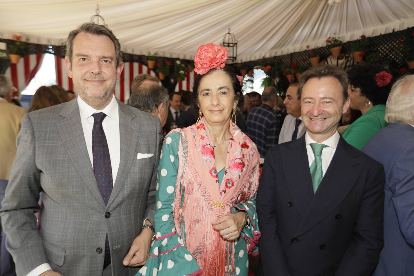 Recepción del Banco Santander, este domingo en el real de la Feria