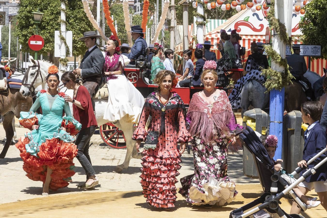 Ambiente de las recepciones este miércoles en el real de la Feria