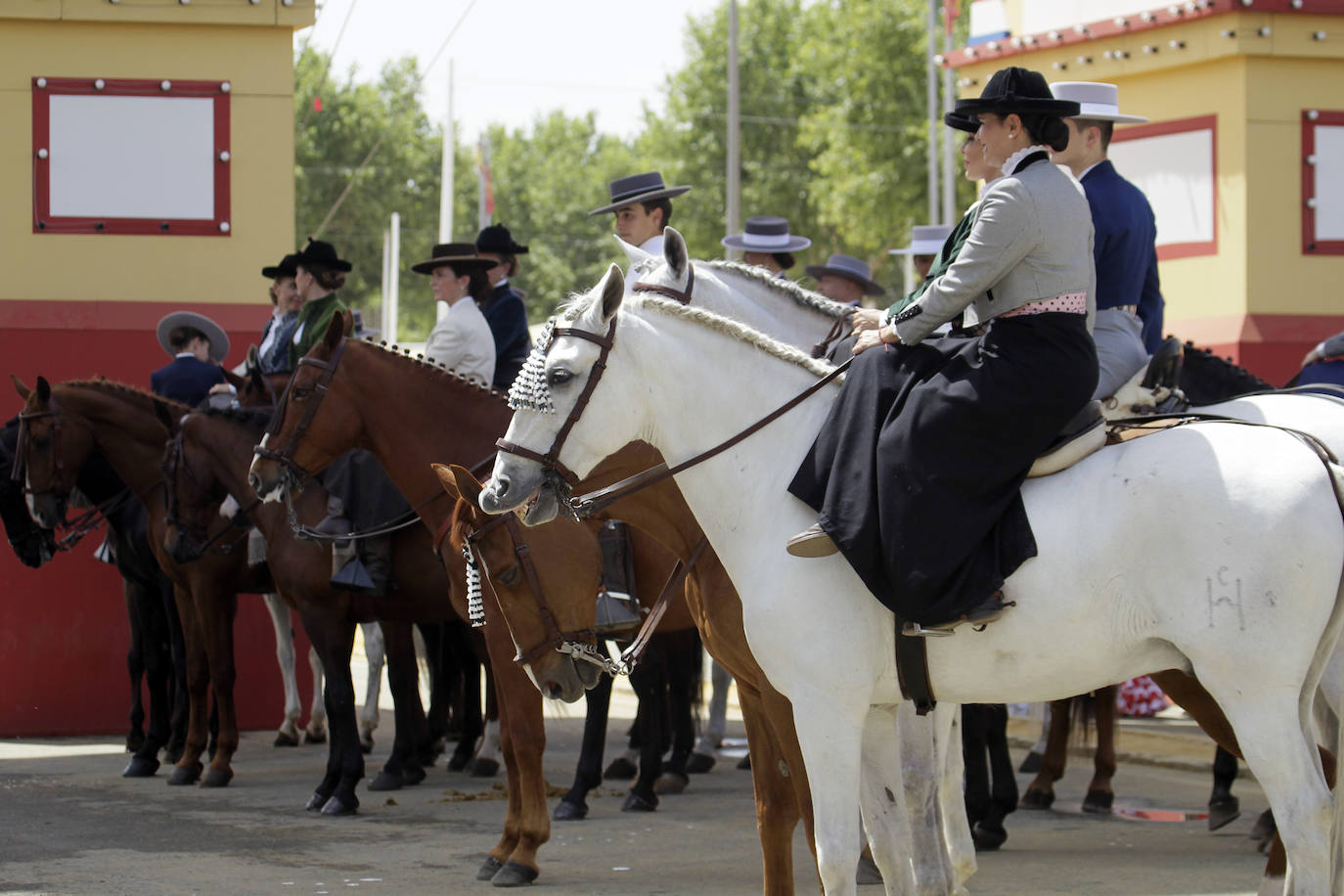 La concentración de amazonas en la portada del Real durante la mañana del jueves