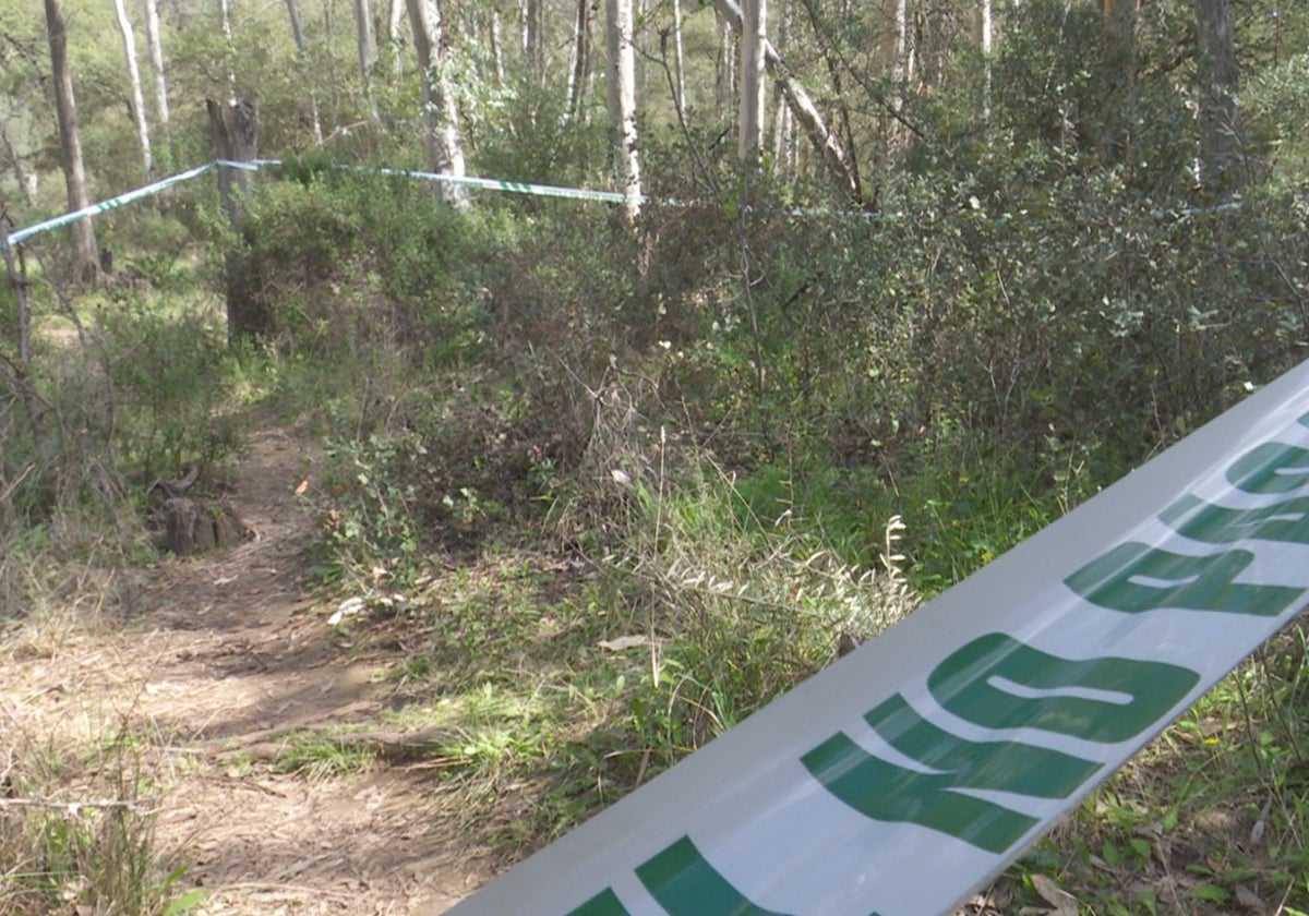 Zona acordonada por la Guardia Civil en Gerena donde fue encontrada aún con vida la víctima