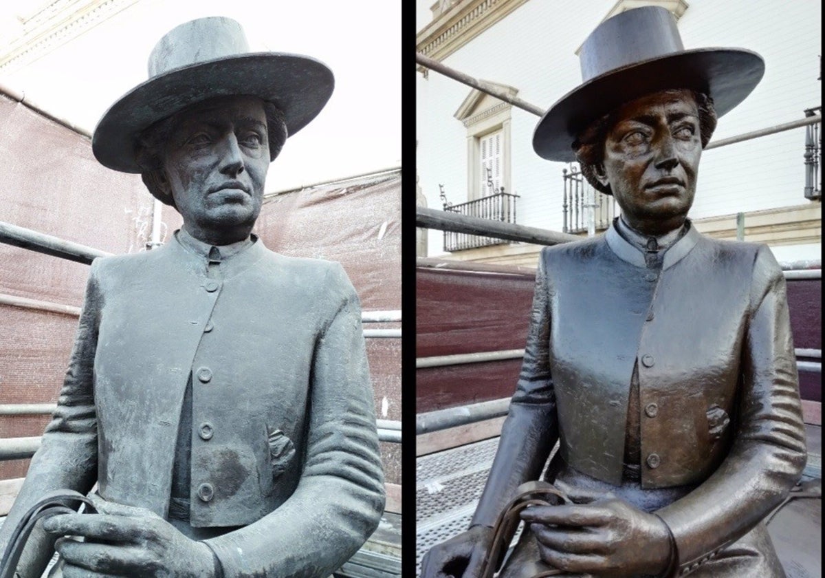 La escultura de la condesa de Barcelona, antes y después de la restauración