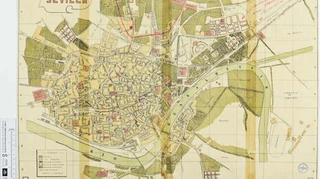 Plano de Sevilla en la época de la Exposición Iberoamericana