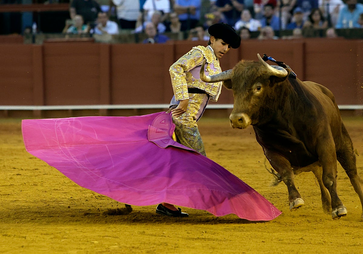 Manuel Román, en un lance con el capote